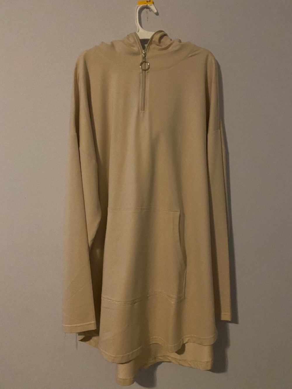cozy beige half‑zip hood